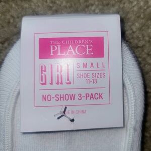 The Children's Place 2 Pack White No-Show Socks for Girls Shoe Sizes 11-13 NWT
